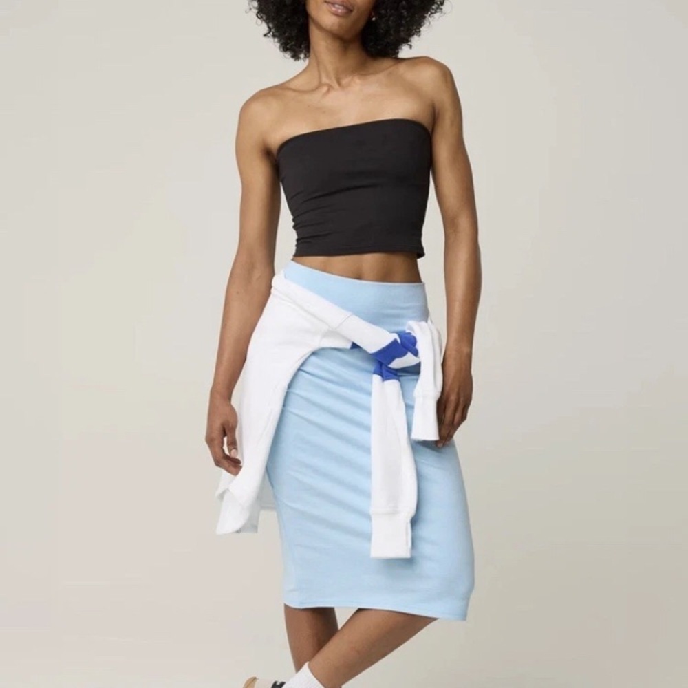 Light Blue Knit Pencil Skirt - Women's